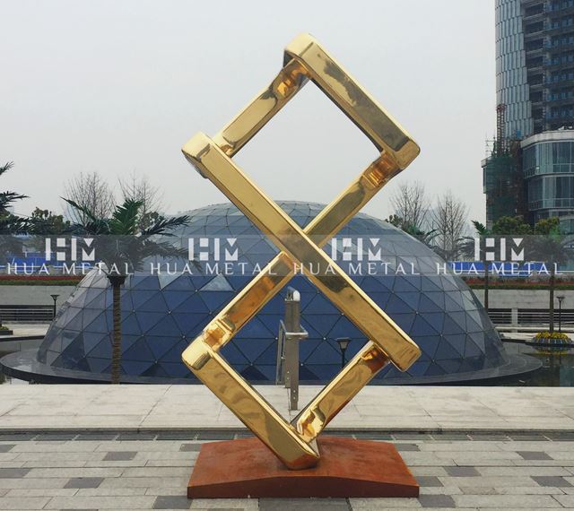 Abstract polished brass sculpture